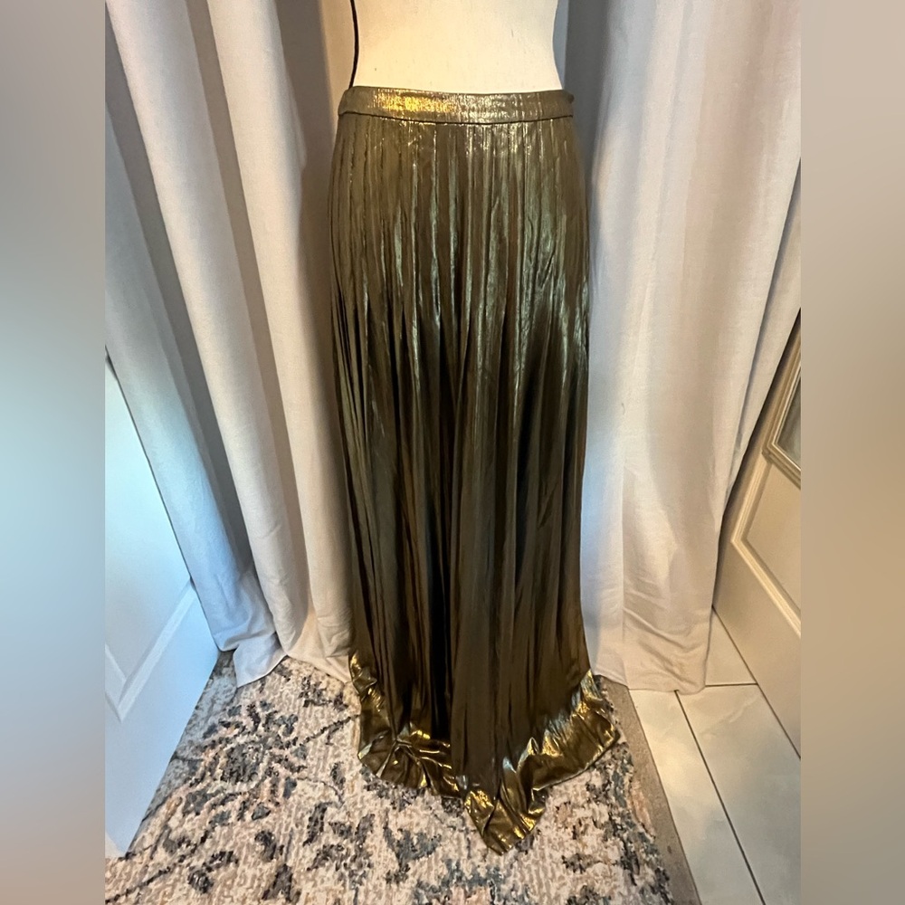 Catherine Malandrino Metallic Gold Maxi Skirt